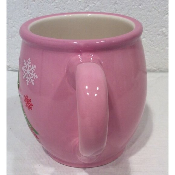 Disney Minnie Mouse Pink Mug Christmas Tree Snowflake 3D Raised Rare - Picture 2 of 6